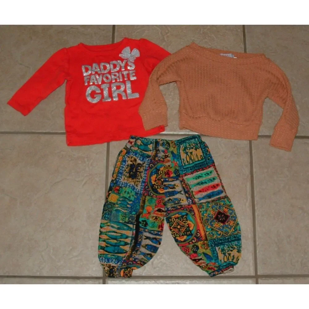 Girls Sz 3-6 Months Casual Wear Shirt, Sweater & Pants 3 Pc Lot CARTERS SHEIN